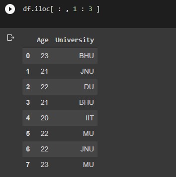 extracting range of columns