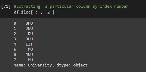 extracting a column pandas